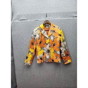 Harvé Benard By Benard Holtzman Womens Floral Print Jacket Size 12 Cotton Blend